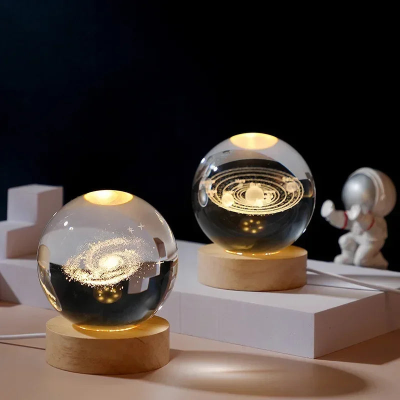 Lunaris Crystal Sphere – Galaxy Glass Desk Light