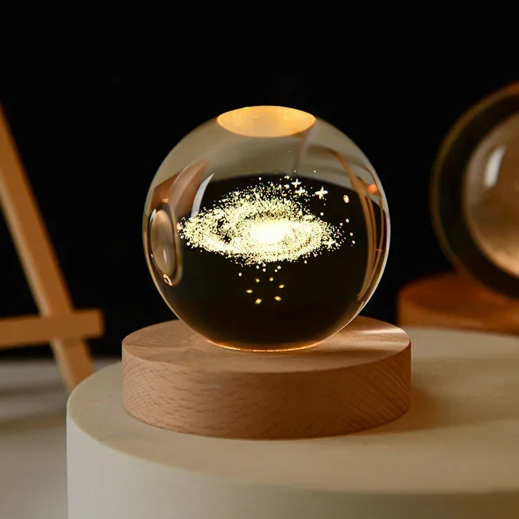 Lunaris Crystal Sphere – Galaxy Glass Desk Light