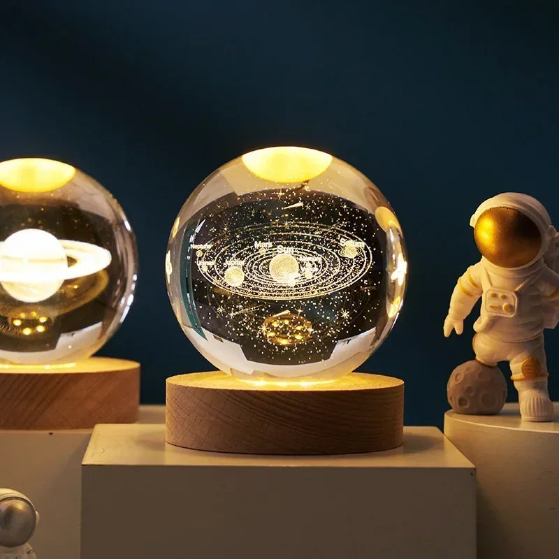 Lunaris Crystal Sphere – Galaxy Glass Desk Light