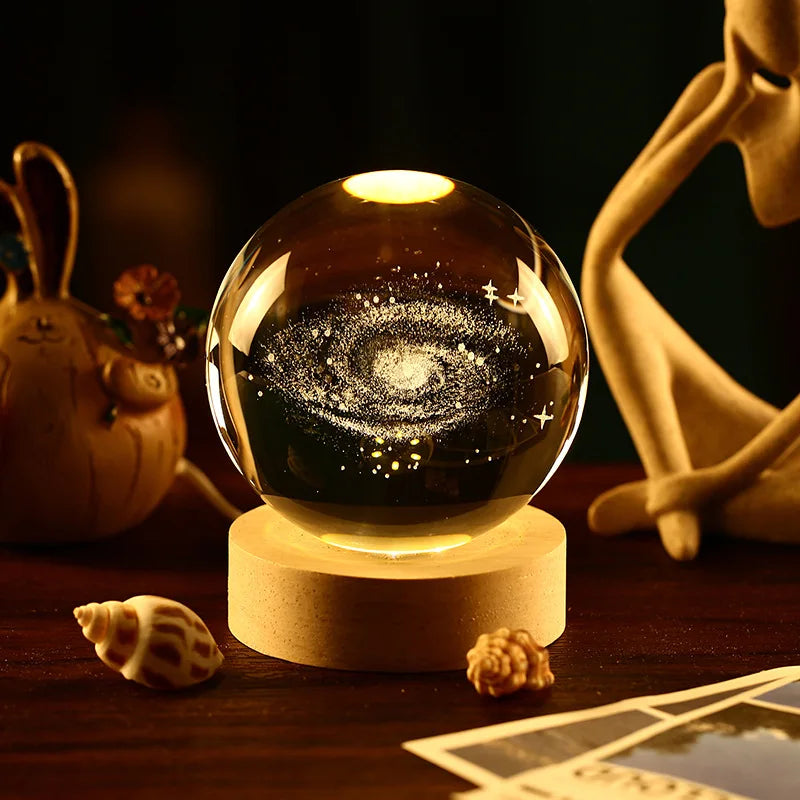Lunaris Crystal Sphere – Galaxy Glass Desk Light