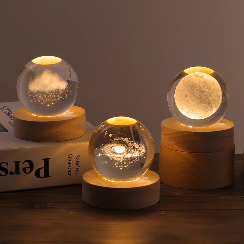 Lunaris Crystal Sphere – Galaxy Glass Desk Light